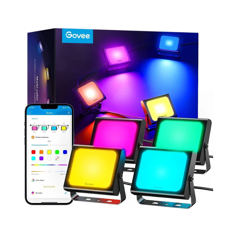 Govee Smart LED Flood Lights Outdoor 4 Pack - إضاءة